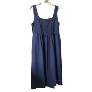 Yajedo Elegant Navy Blue Dress SZ XXL Baby doll lined square neck Shift dress